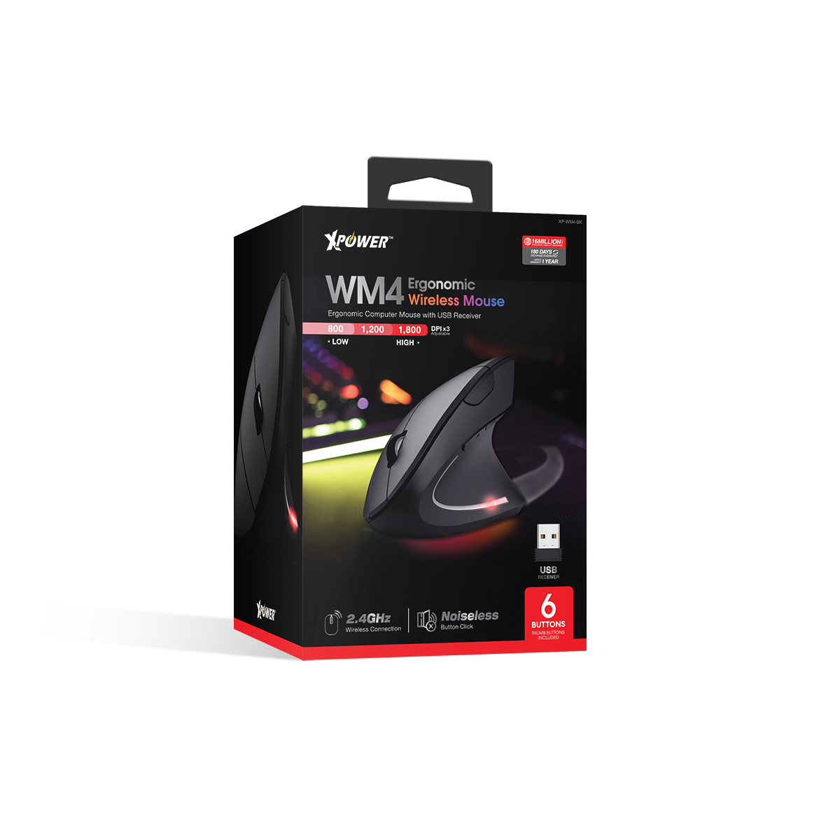 WM4人體工學靜音無線滑鼠