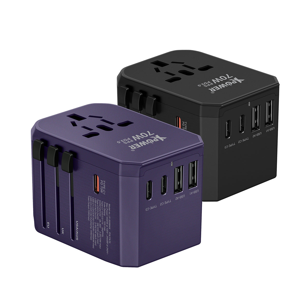 TA70 6輸出PD/PPS 70W Gan旅行充電器