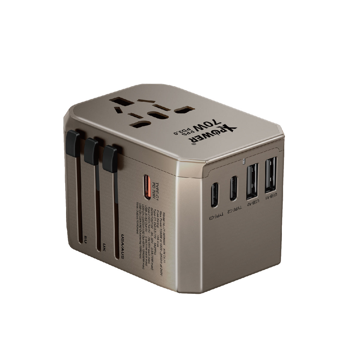 TA70 6輸出PD/PPS 70W Gan旅行充電器
