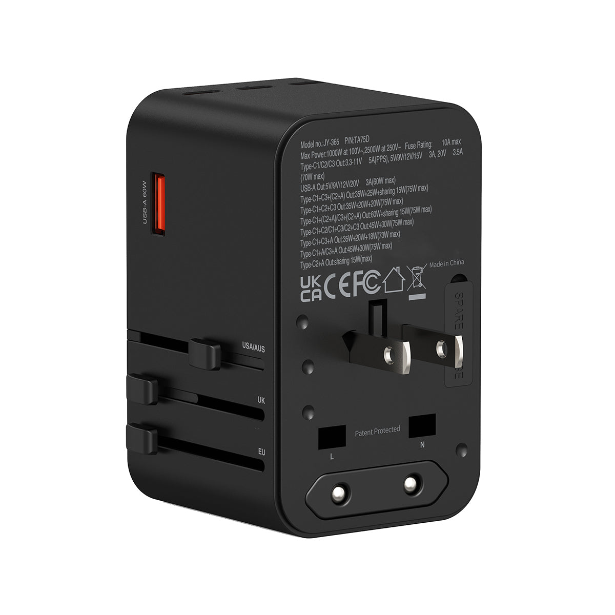 TA75D 75W 5輸出 PD 3.0/PPS旅行充電器