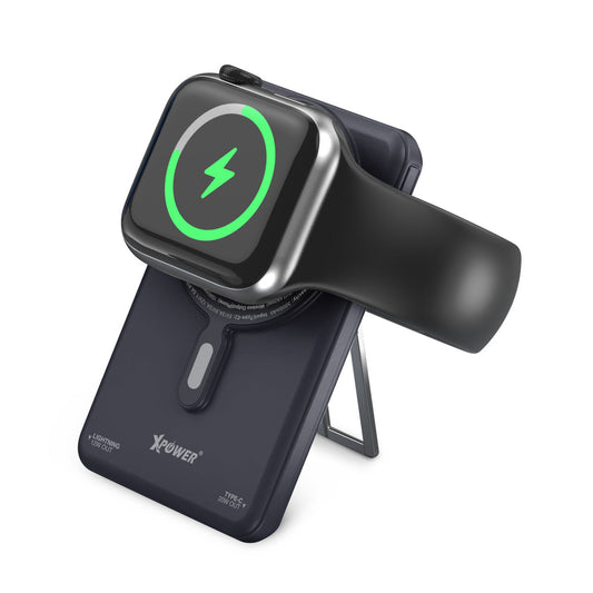 M5R 7合1 5000mAh PD3.0 雙內置線+磁吸無線移動電源連支架