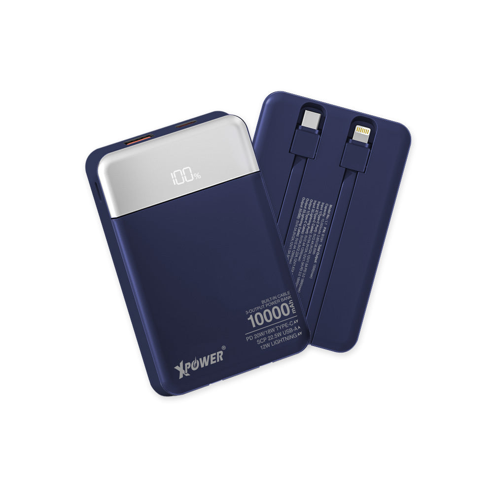 B10H 3輸出雙內置線Type-C PD/Lightning 10000mAh 移動電源