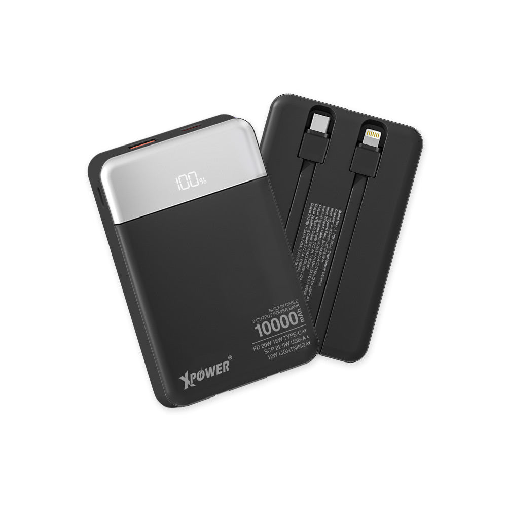 B10H 3輸出雙內置線Type-C PD/Lightning 10000mAh 移動電源