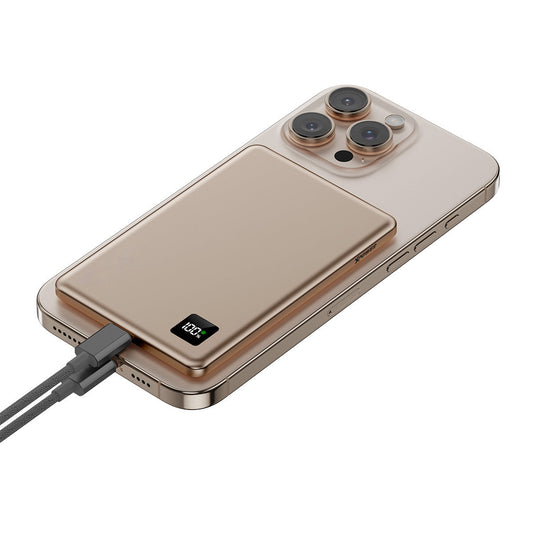 M5K 3合1鋁合金數顯 5000mAh PD3.0+磁吸無線外置充電器