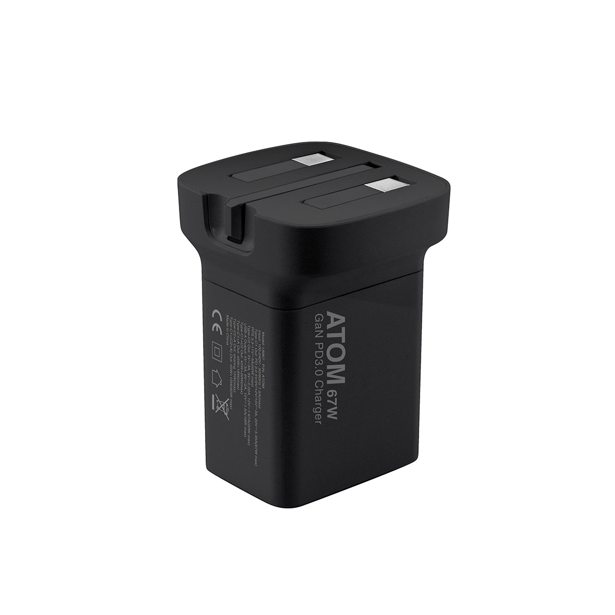 ATOM 67W PD3.0/PPS/QC 迷你摺腳快充GaN充電器
