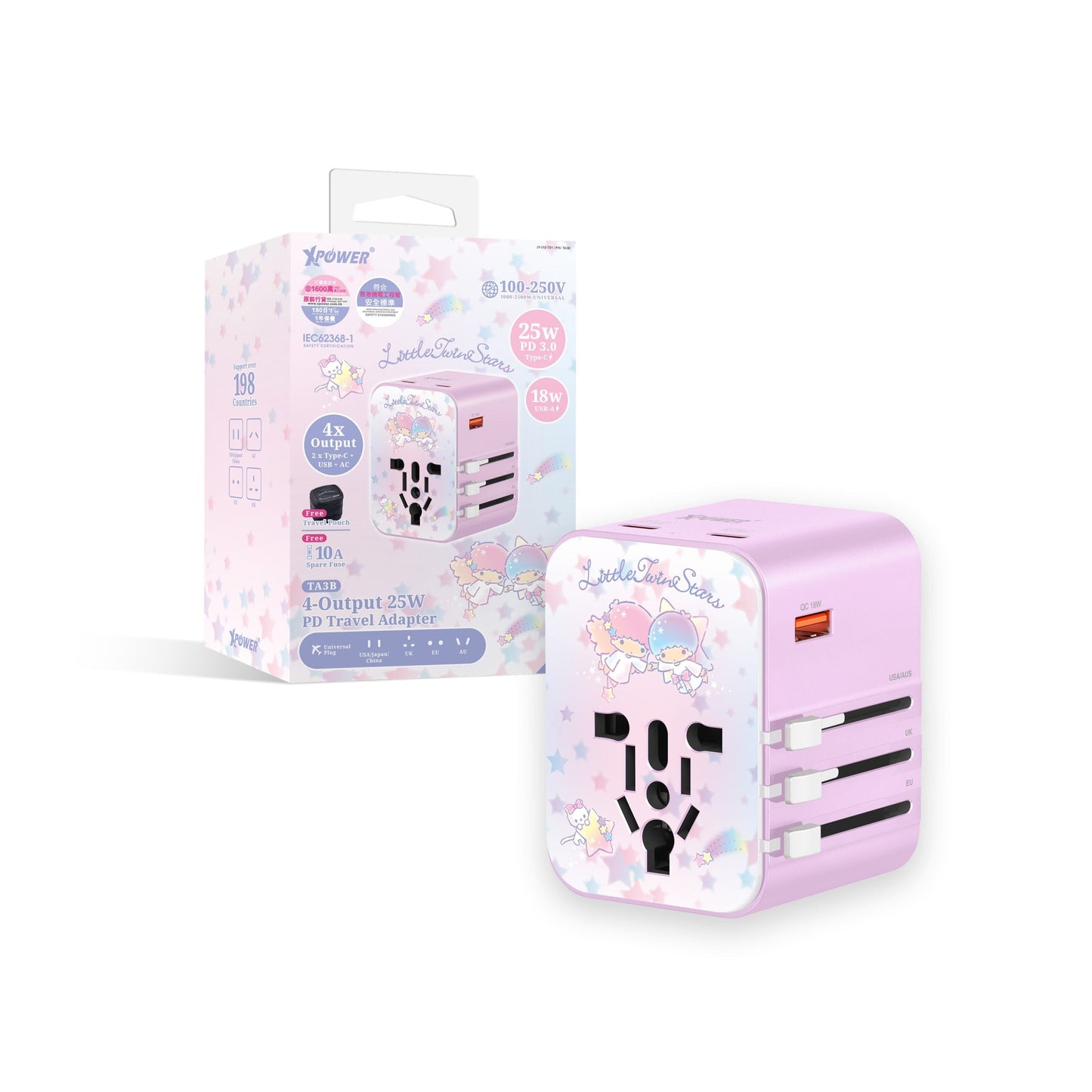 x Hello Kitty TA3B 25W 4輸出 PD3.0/PPS旅行充電器