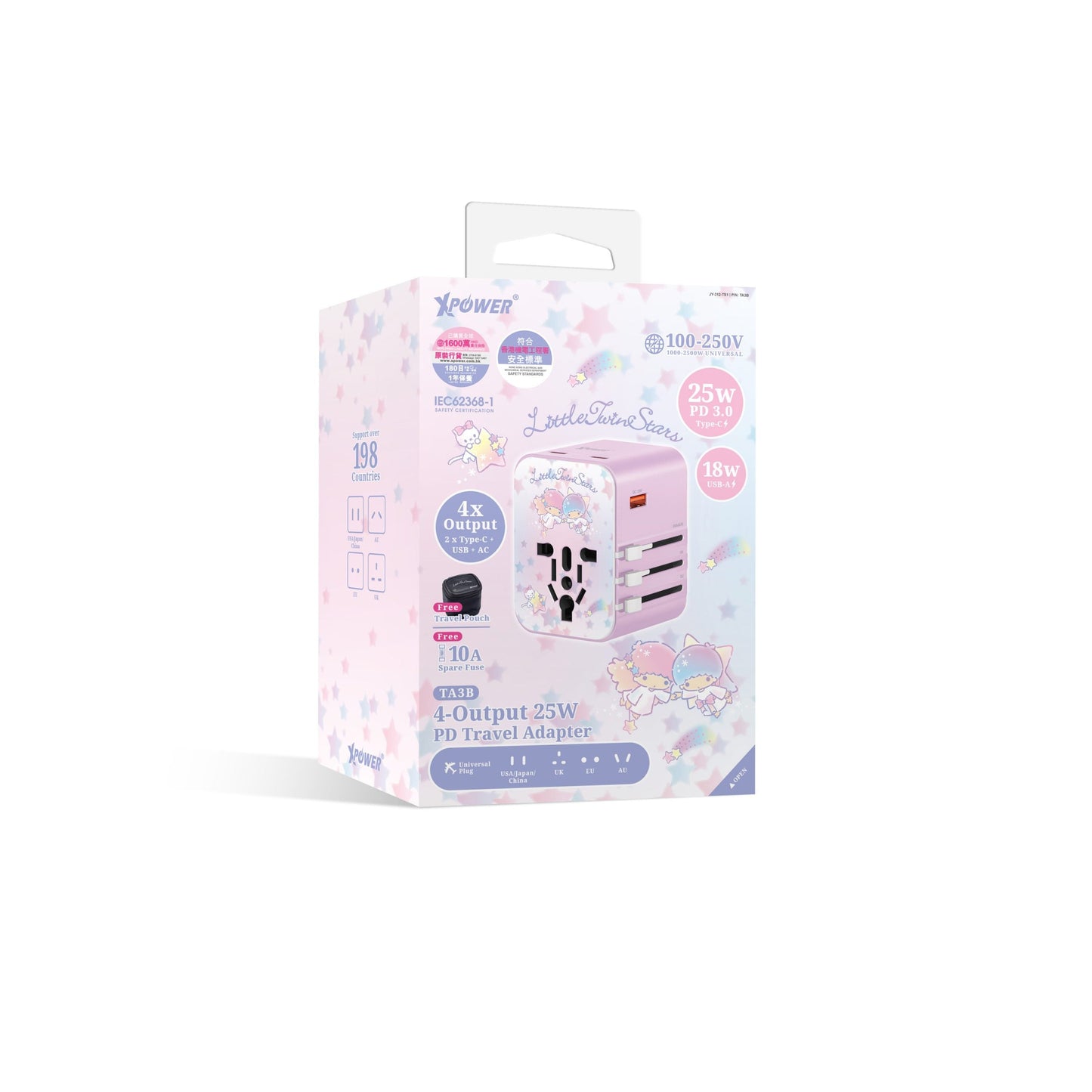 x Hello Kitty TA3B 25W 4輸出 PD3.0/PPS旅行充電器