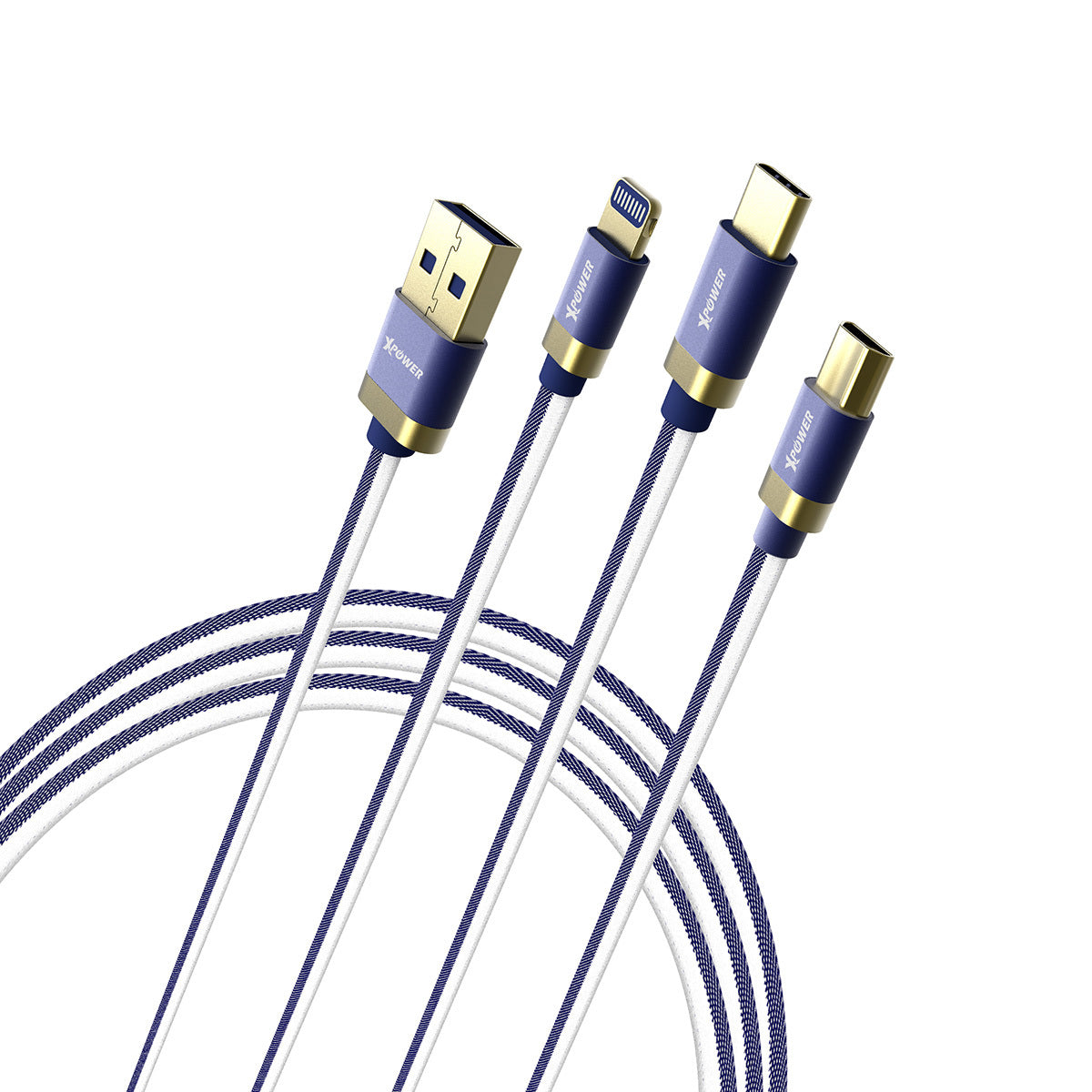 1X3G 1.2m 1in 3Out Cotton Braided Charging Cable