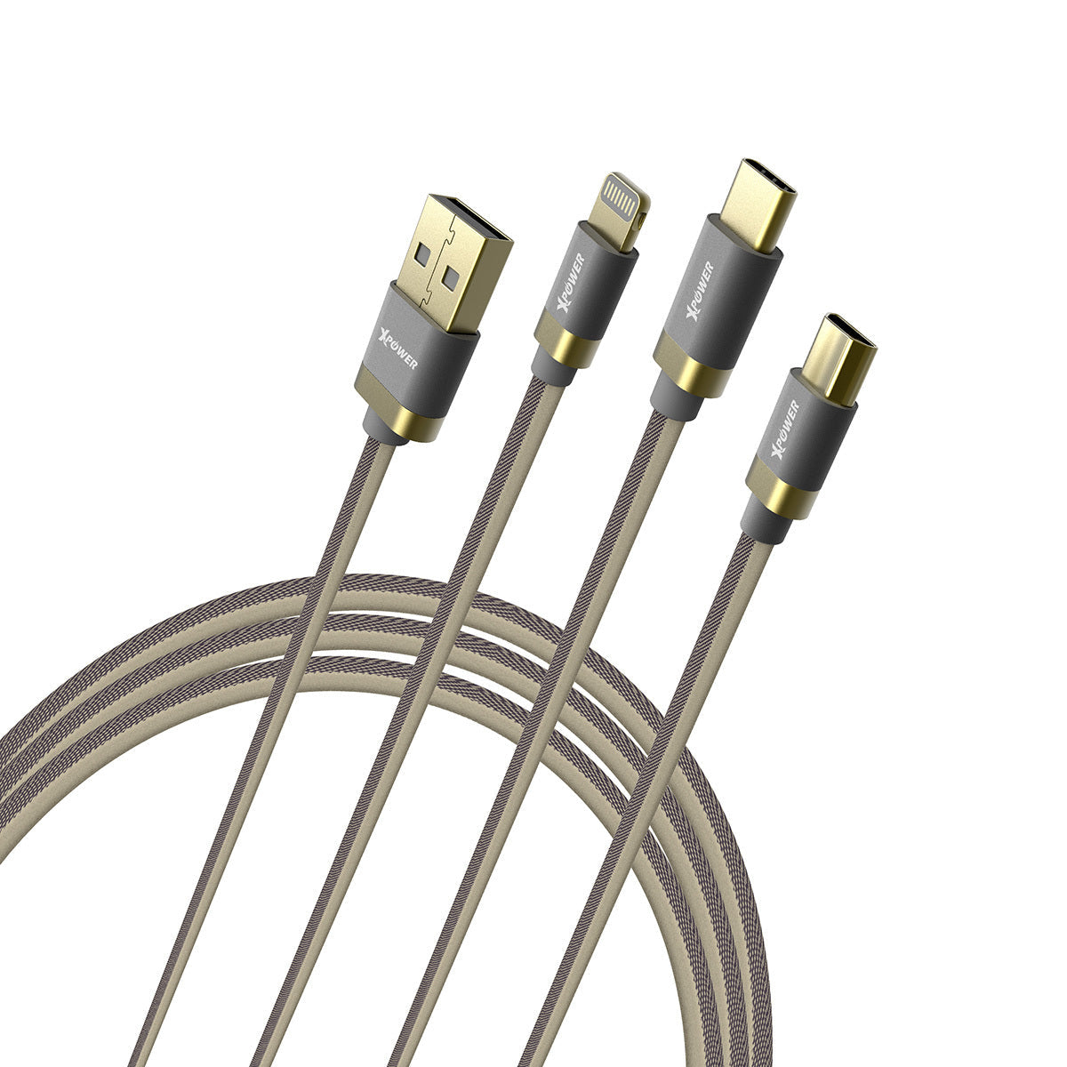 1X3G 1.2m 1in 3Out Cotton Braided Charging Cable