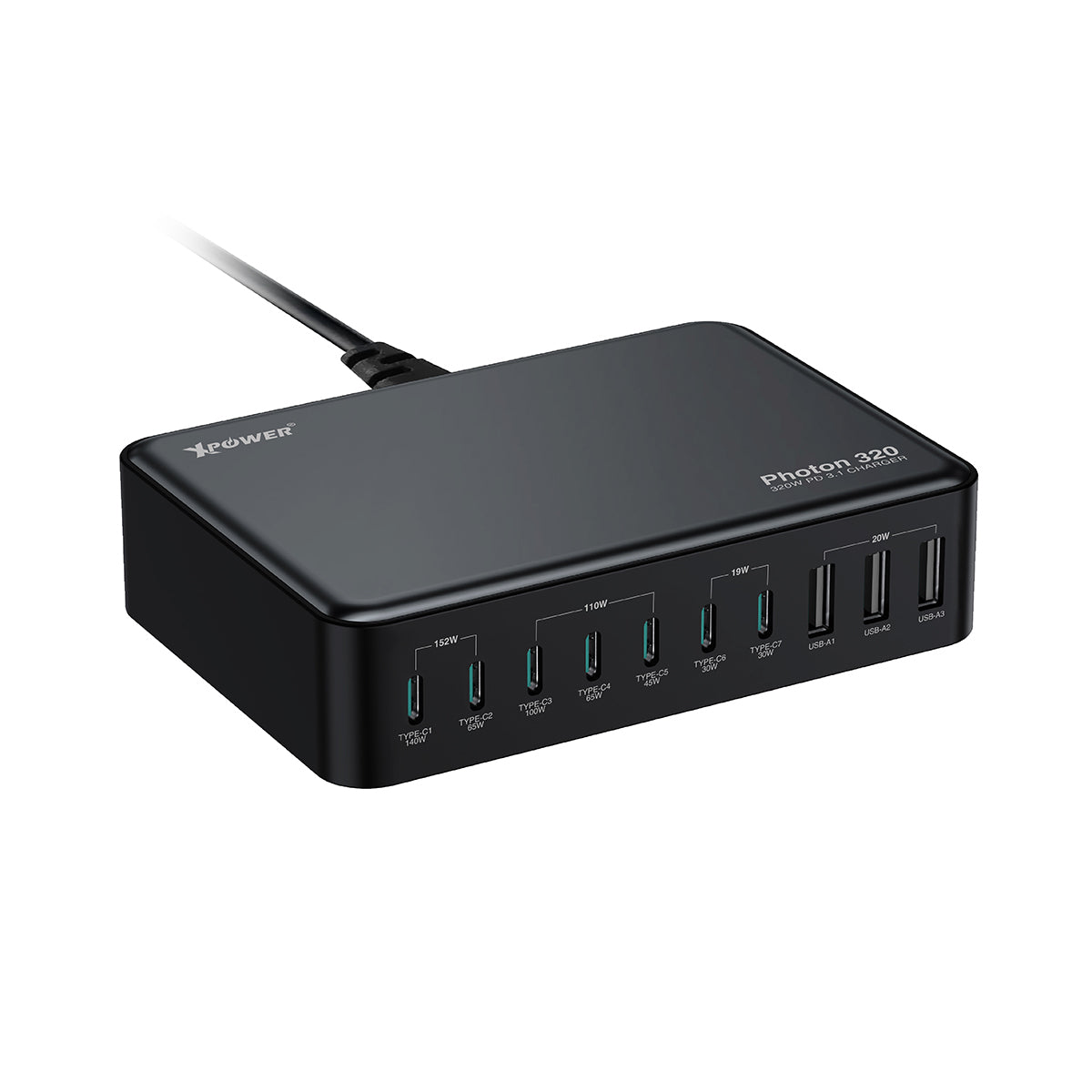 PHOTON320 320W 10 合 1 PD3.1/PPS 桌上型快速充電器