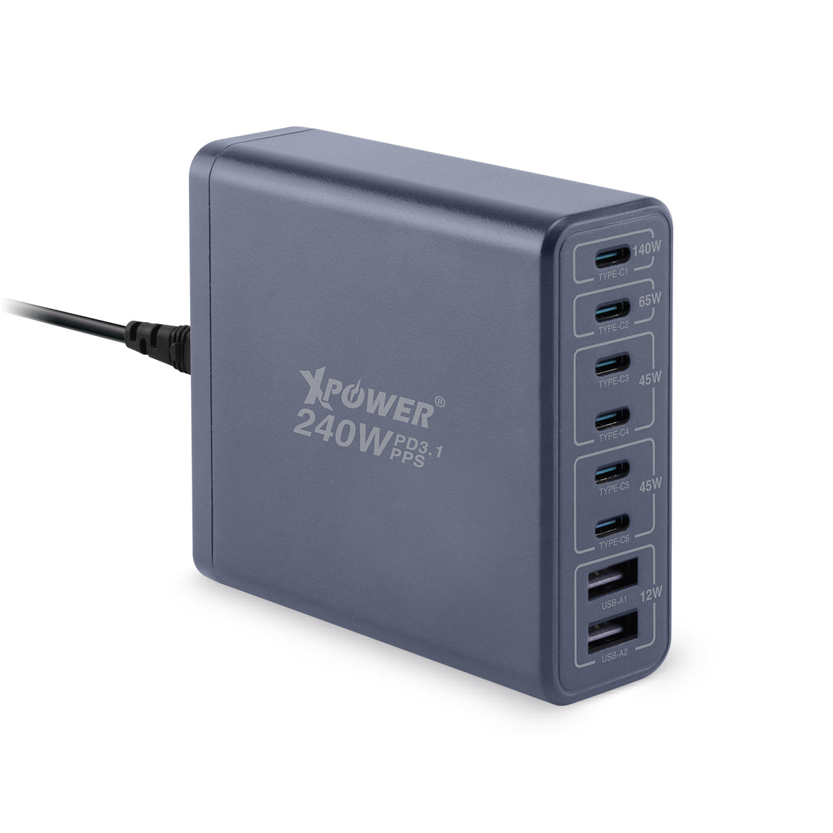 PC240GaN 240W 8輸出 PD3.1/PPS 桌上型GaN充電器