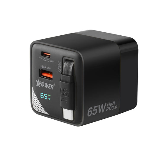 GX65B 3合1超迷你65W GaN PD座枱充電器