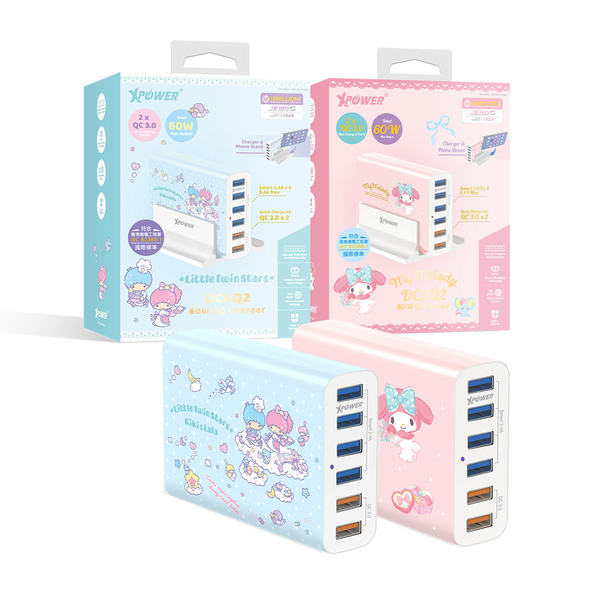 x Sanrio DC6Q2 60W 6 Port QC 充電器