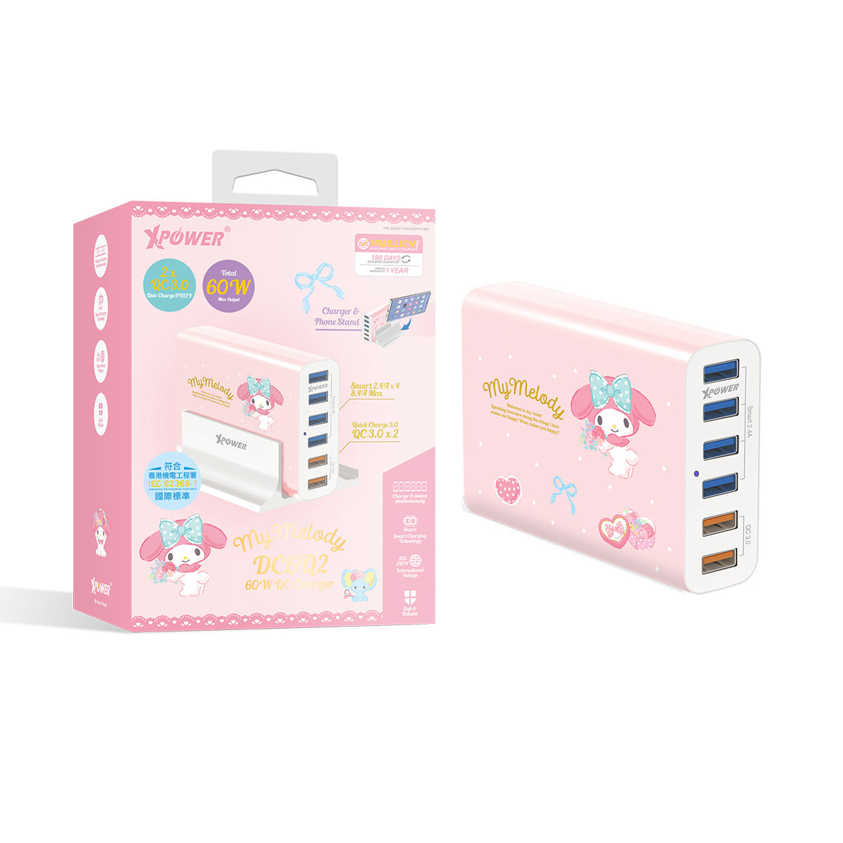 x Sanrio DC6Q2 60W 6 Port QC 充電器