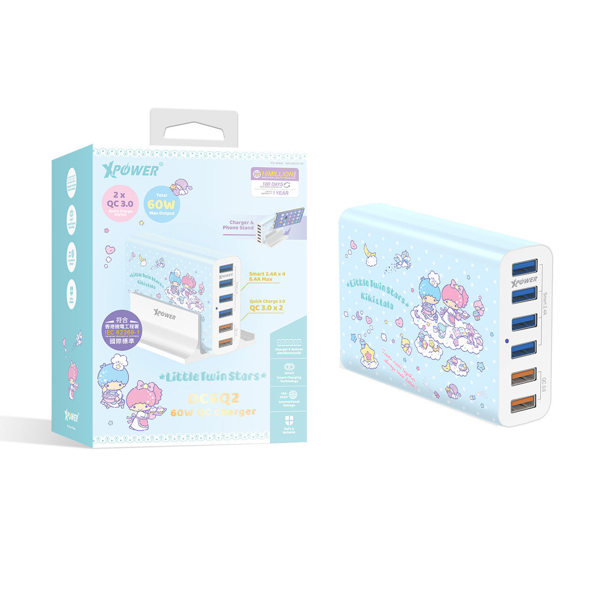 x Sanrio DC6Q2 60W 6 Port QC 充電器