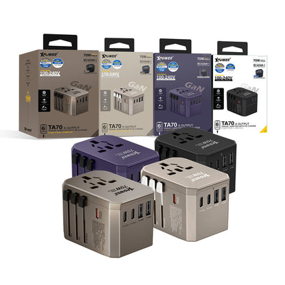 TA70 6輸出PD/PPS 70W Gan旅行充電器