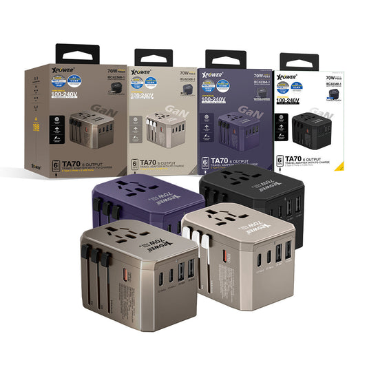 TA70 6輸出PD/PPS 70W Gan旅行充電器