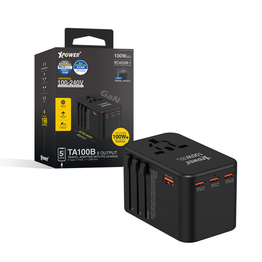 TA100B 100W 5輸出 PD/PPS Gan旅行充電器