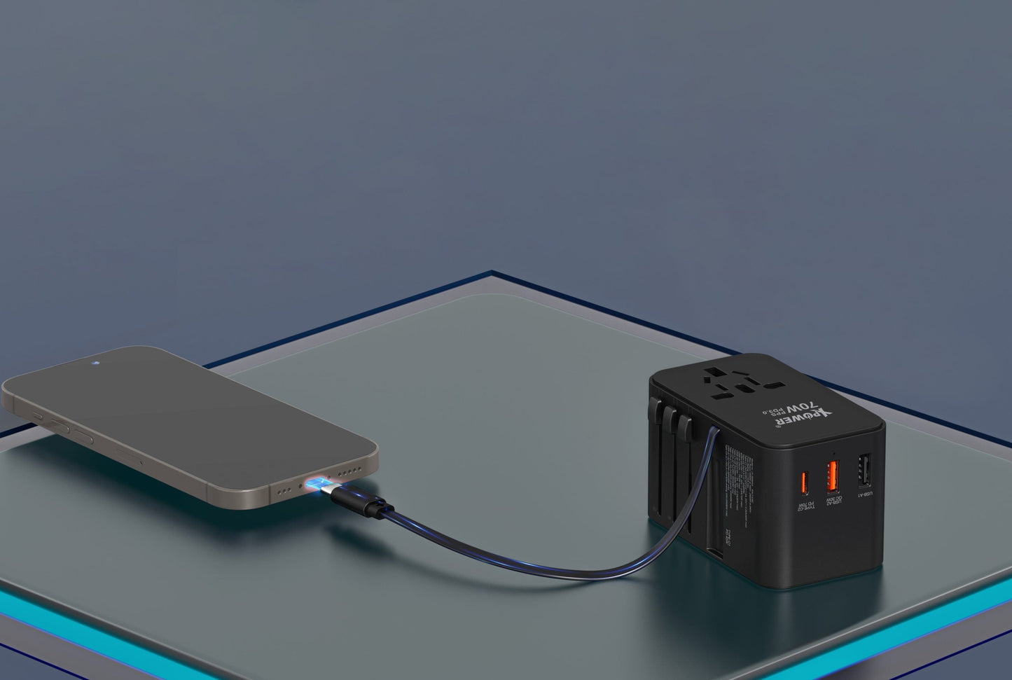 TA70C 內置線 70W PD+PPS GaN旅行充電器