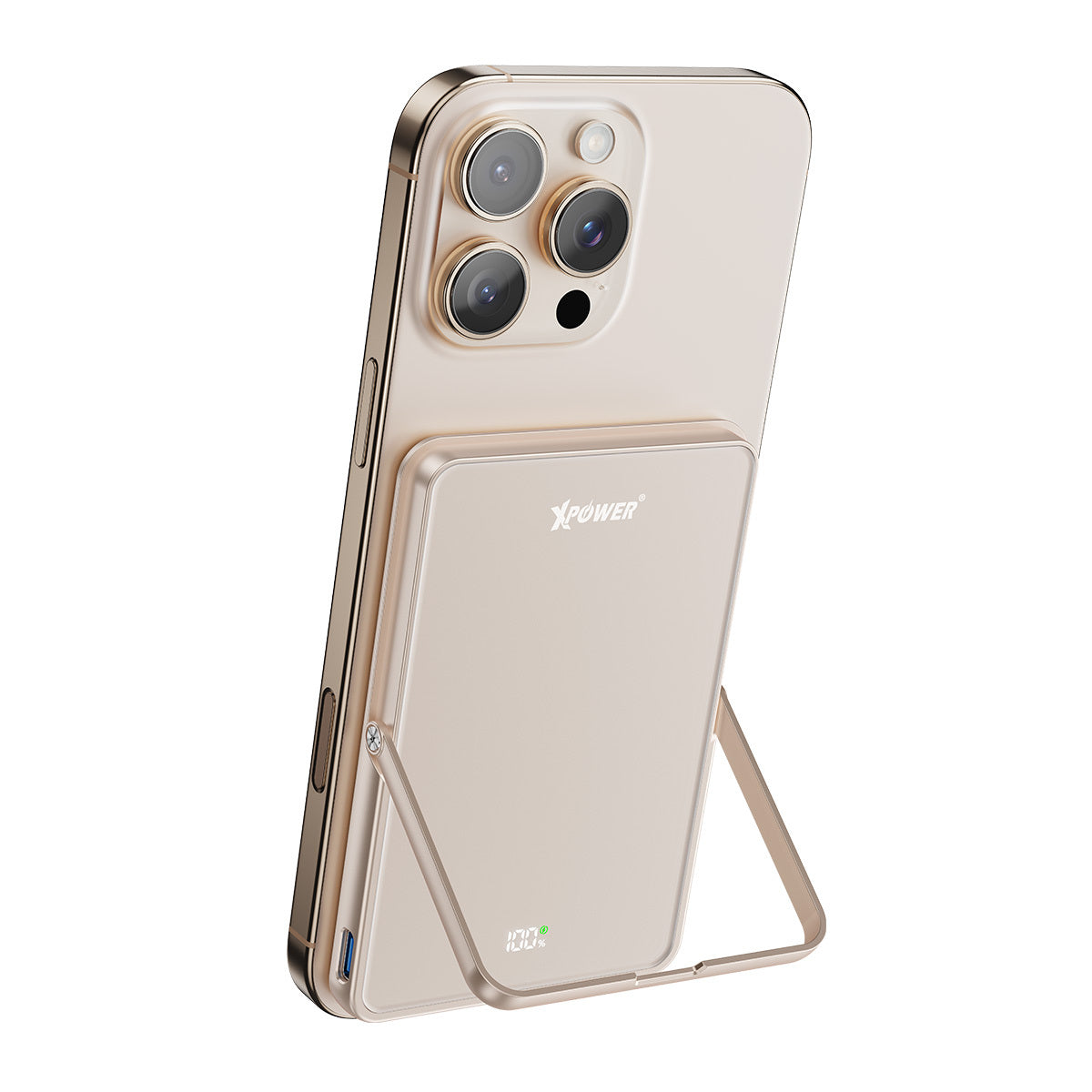 M5K2 5合1鋅合金支架數顯 5000mAh PD3.0+QI2 磁吸移動電源