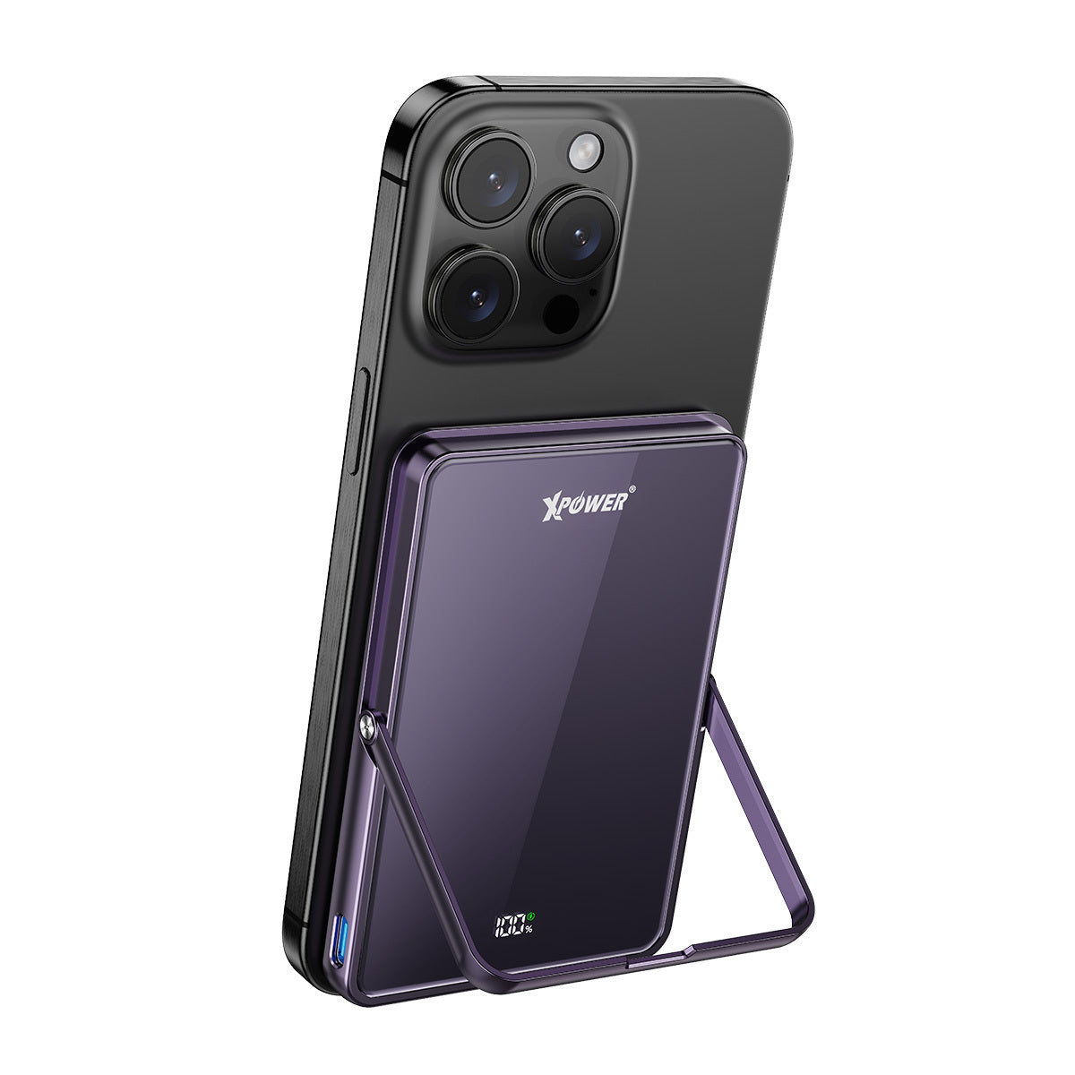 M5K2 5合1鋅合金支架數顯 5000mAh PD3.0+QI2 磁吸移動電源