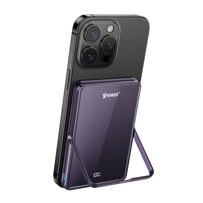 M5K2 5合1鋅合金支架數顯 5000mAh PD3.0+QI2 磁吸移動電源
