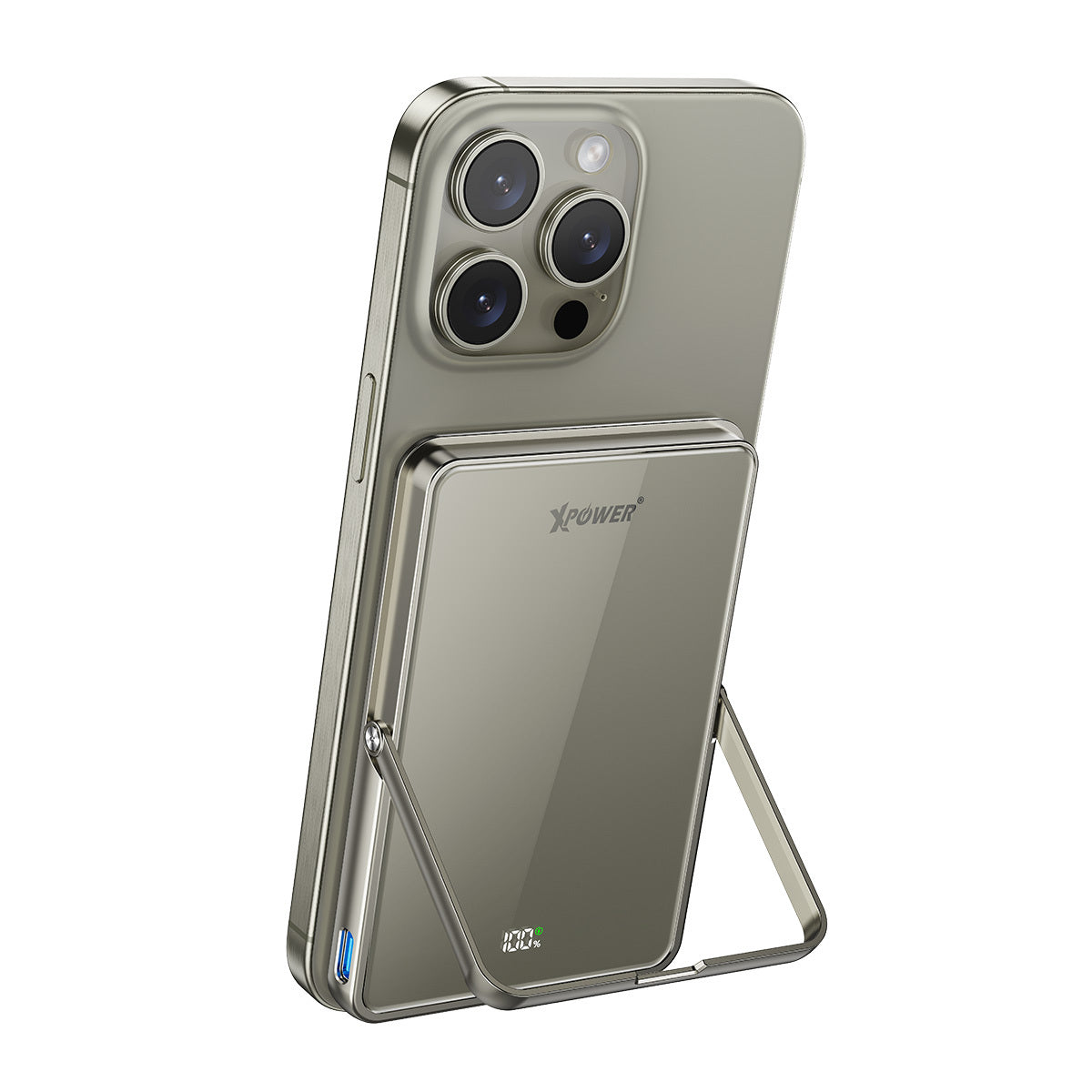 M5K2 5合1鋅合金支架數顯 5000mAh PD3.0+QI2 磁吸移動電源