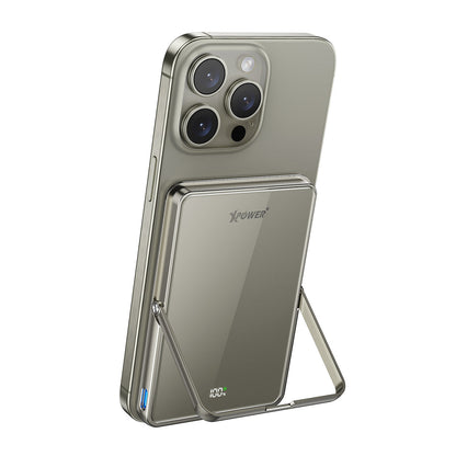 M5K2 5合1鋅合金支架數顯 5000mAh PD3.0+QI2 磁吸移動電源