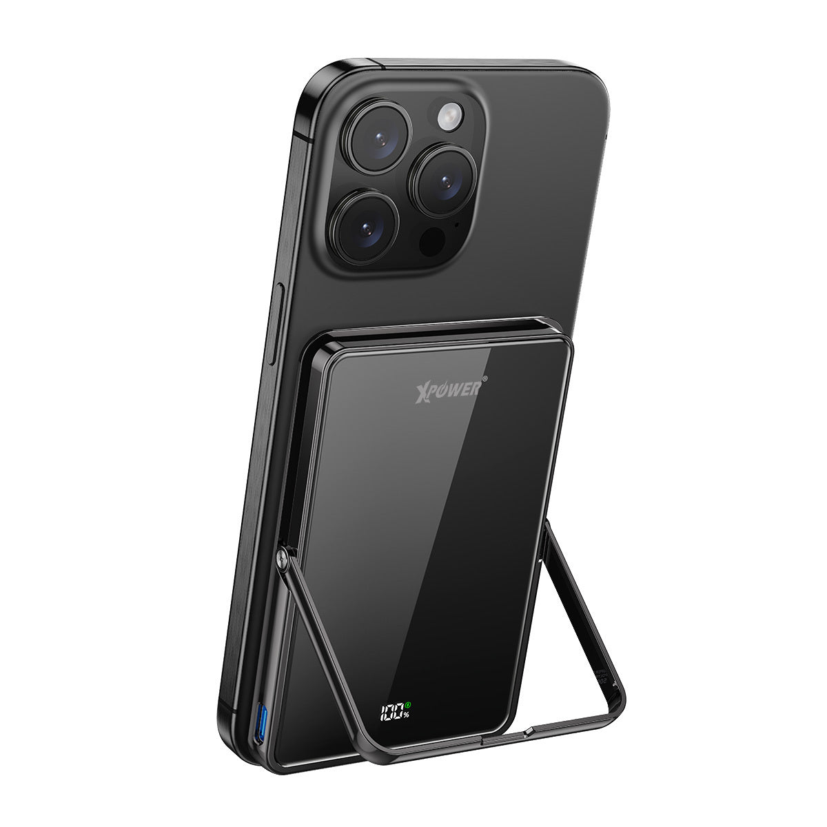 M5K2 5合1鋅合金支架數顯 5000mAh PD3.0+QI2 磁吸移動電源