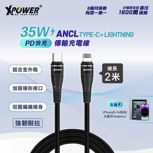 (特別版) ANCL 鋁合金35W高速傳輸充電Type-C&gt;Lightning線