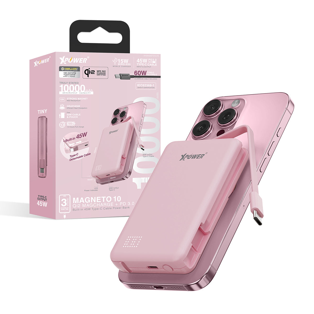 MAGNETO 10  Qi2數顯 10000mAh  45W PD3.0 磁吸無線移動電源