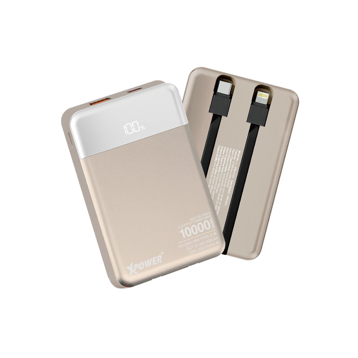 B10H 3輸出雙內置線Type-C PD/Lightning 10000mAh 移動電源