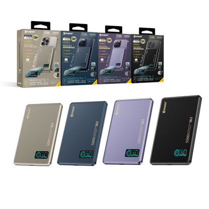 MagDigita5 彩屏顯示磨沙玻璃外殼 5000mAh PD3.0+QI2磁吸移動電源