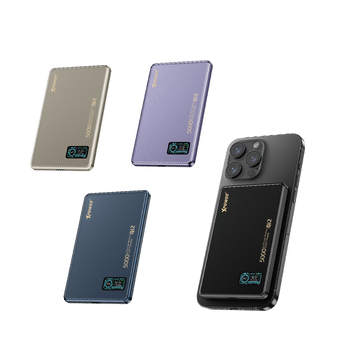 MagDigita5 彩屏顯示磨沙玻璃外殼 5000mAh PD3.0+QI2磁吸移動電源