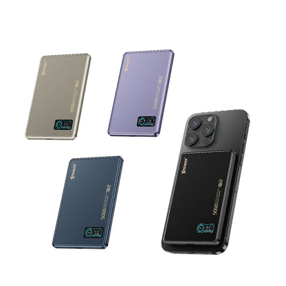 MagDigita5 彩屏顯示磨沙玻璃外殼 5000mAh PD3.0+QI2磁吸移動電源