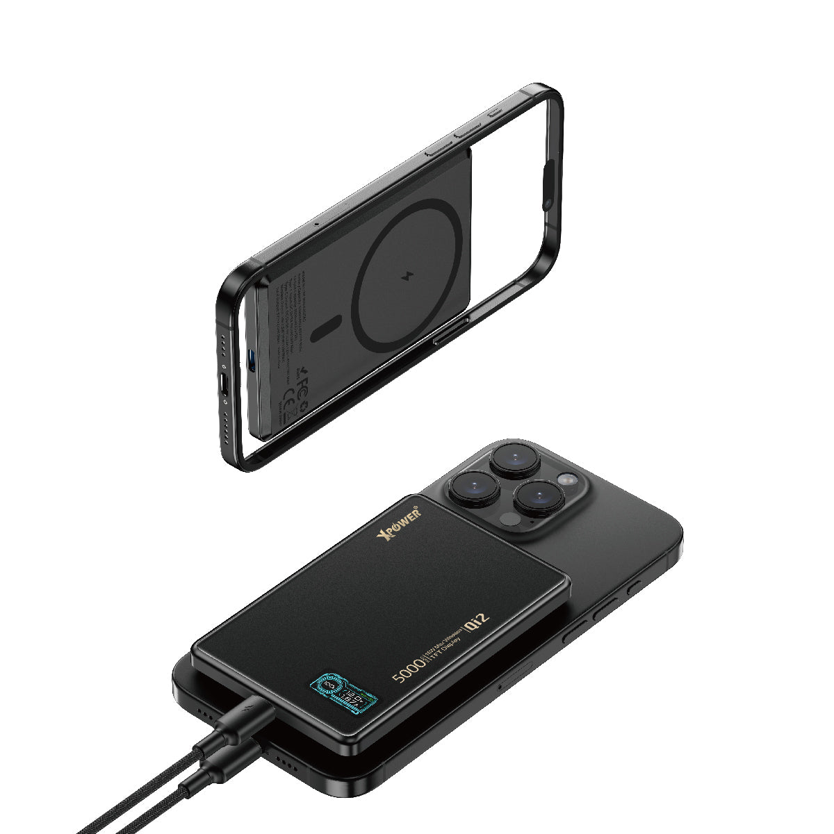 MagDigita5 彩屏顯示磨沙玻璃外殼 5000mAh PD3.0+QI2磁吸移動電源