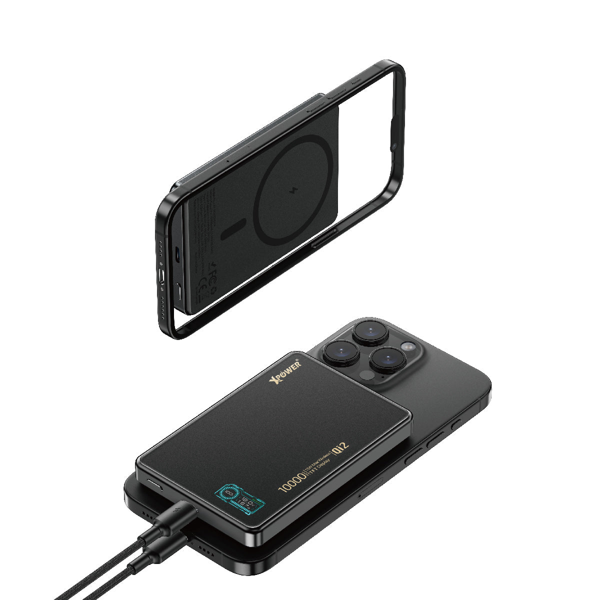 MagDigita 彩屏顯示磨沙玻璃外殼 10000mAh PD3.0+QI2磁吸移動電源