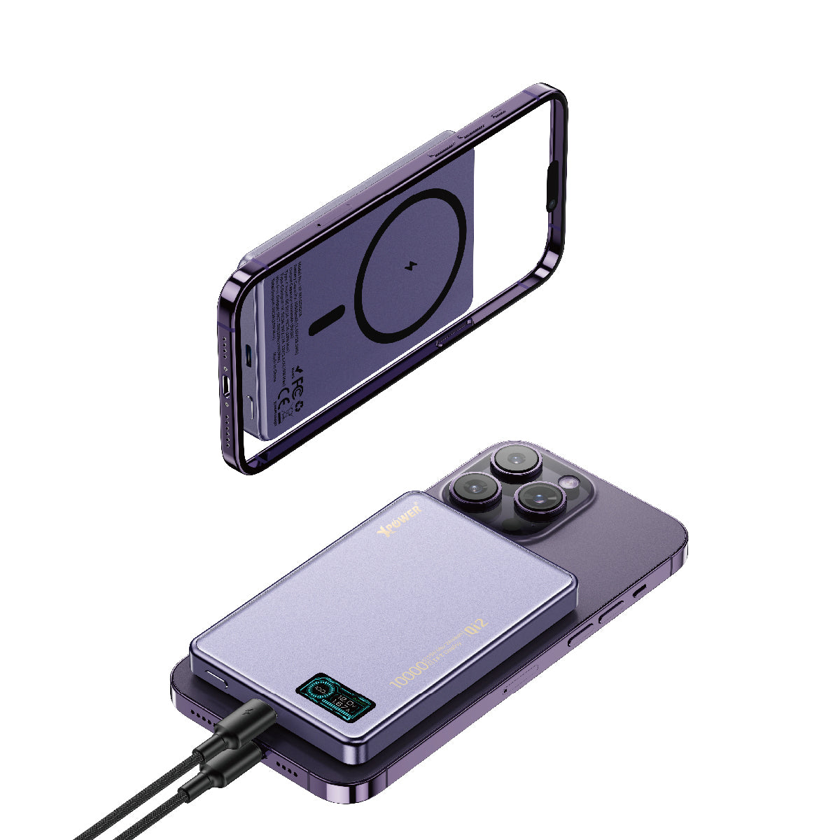 MagDigita 彩屏顯示磨沙玻璃外殼 10000mAh PD3.0+QI2磁吸移動電源