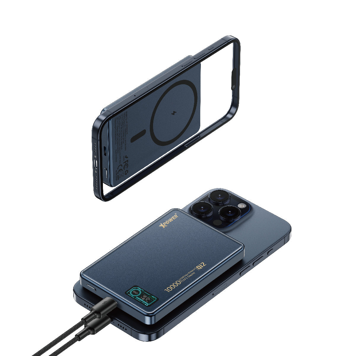 MagDigita 彩屏顯示磨沙玻璃外殼 10000mAh PD3.0+QI2磁吸移動電源