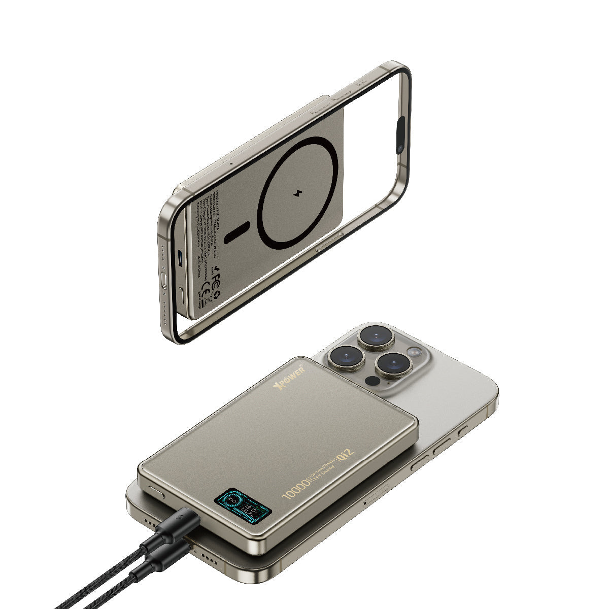 MagDigita 彩屏顯示磨沙玻璃外殼 10000mAh PD3.0+QI2磁吸移動電源
