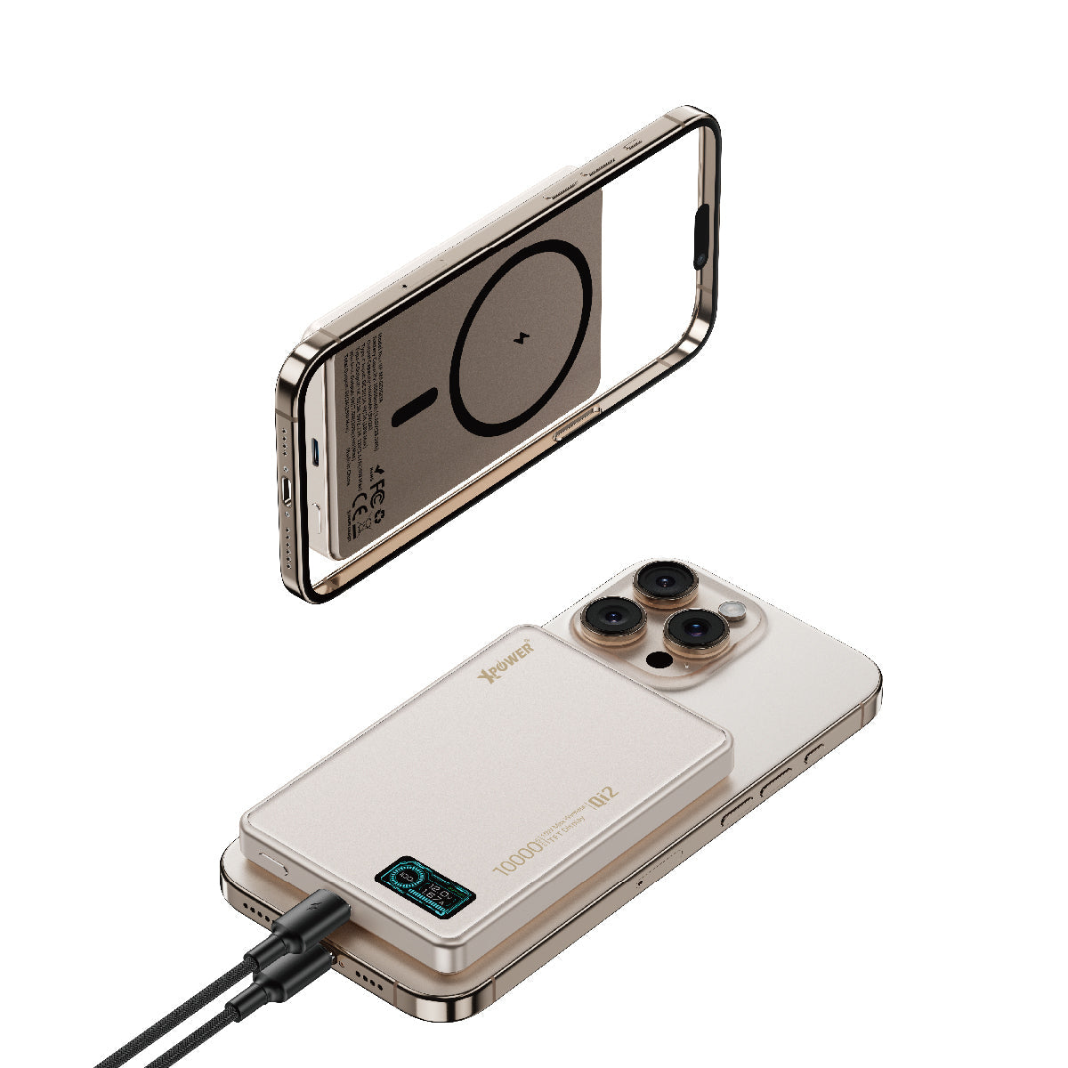MagDigita 彩屏顯示磨沙玻璃外殼 10000mAh PD3.0+QI2磁吸移動電源