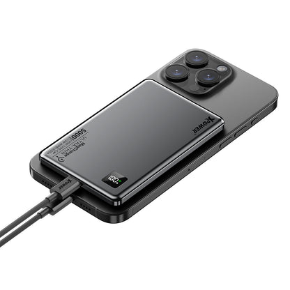 M5K 3合1鋁合金數顯 5000mAh PD3.0+磁吸無線外置充電器