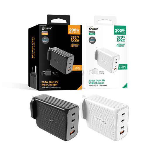 GW200B 200W 4輸出 PD 3.0/QC/SCP插牆充電器