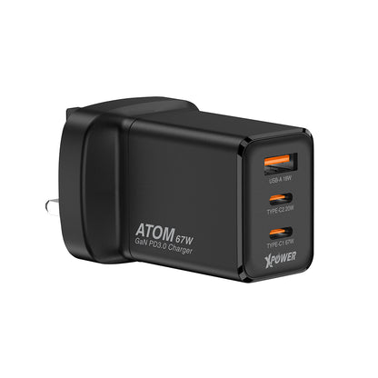 ATOM 67W PD3.0/PPS/QC 迷你摺腳快充GaN充電器