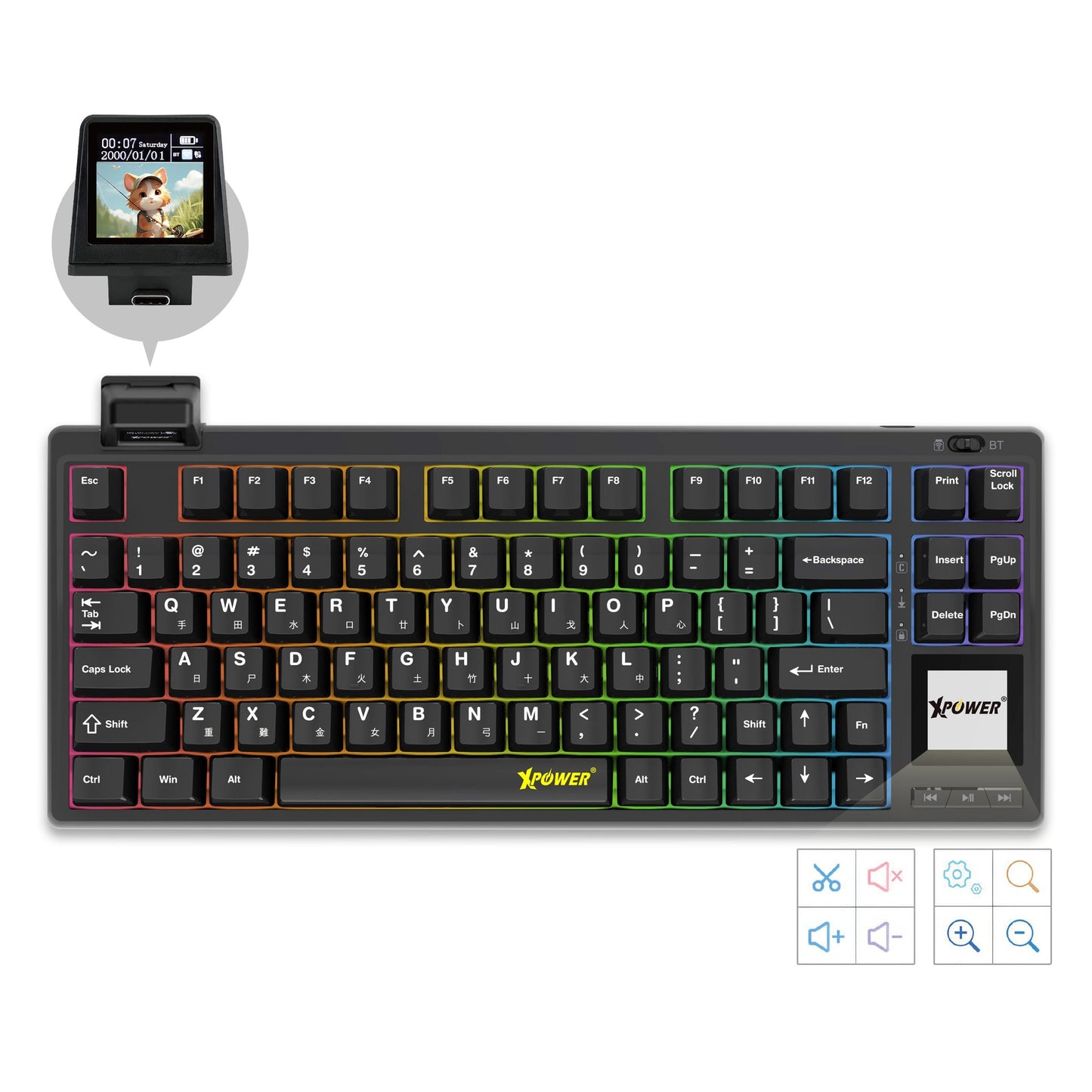 Orcus三模熱插拔可換軸機械鍵盤連雙顯示屏