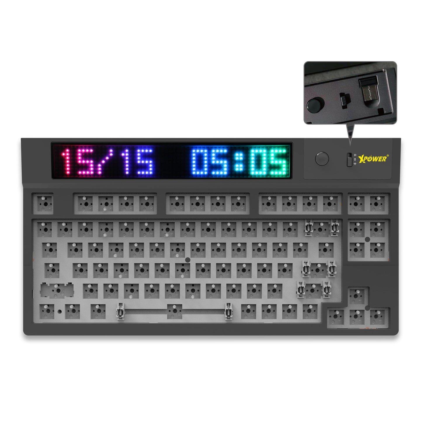 Quaoar三模熱插拔可換軸機械鍵盤DIY套件連LED點陣屏