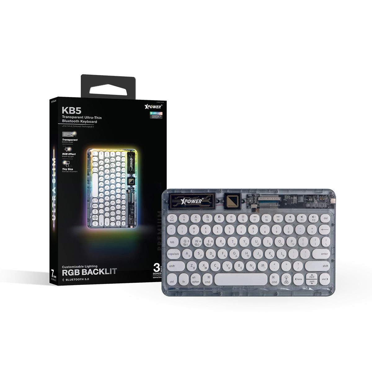 KB5 透明迷你藍牙5.0倉頡鍵盤