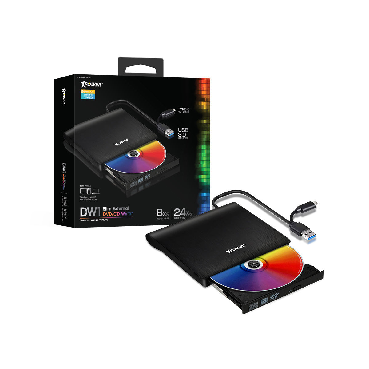 DW1 TYPE-C/USB2合1外置DVD燒錄器