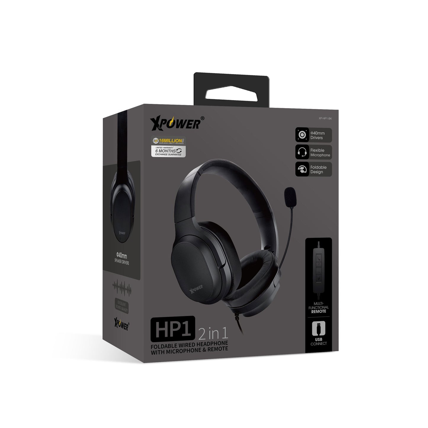 HP1 2合1 可折疊有線頭戴式耳機連麥克風及線控