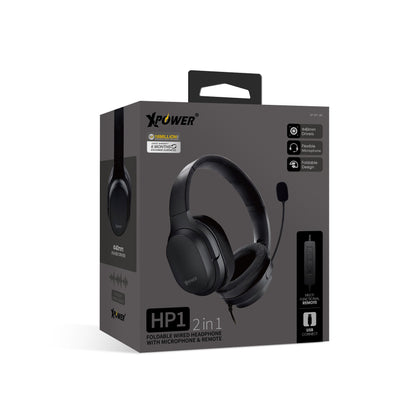 HP1 2合1 可折疊有線頭戴式耳機連麥克風及線控